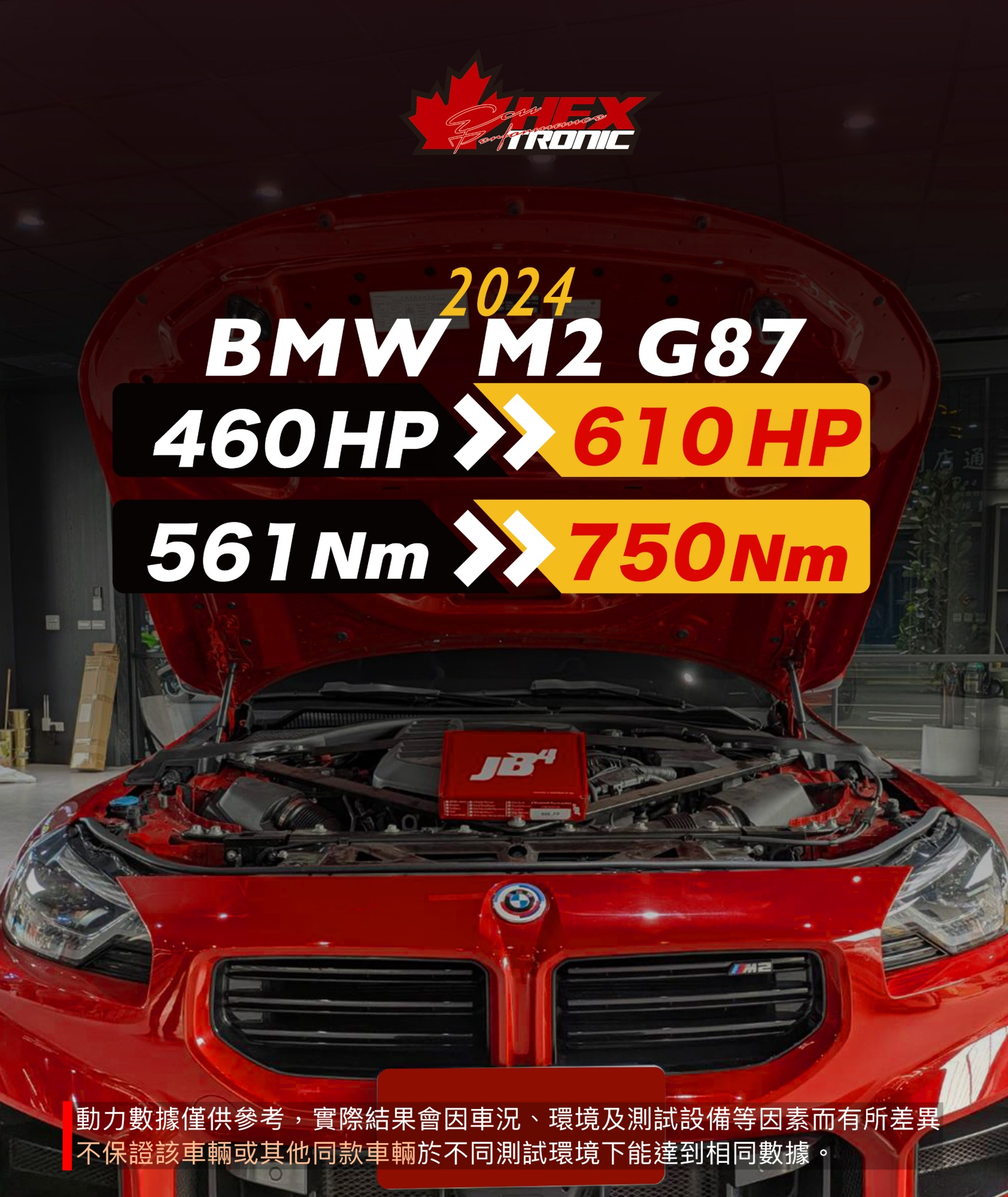 BMW M2 (G87) 調校前後馬力曲線圖